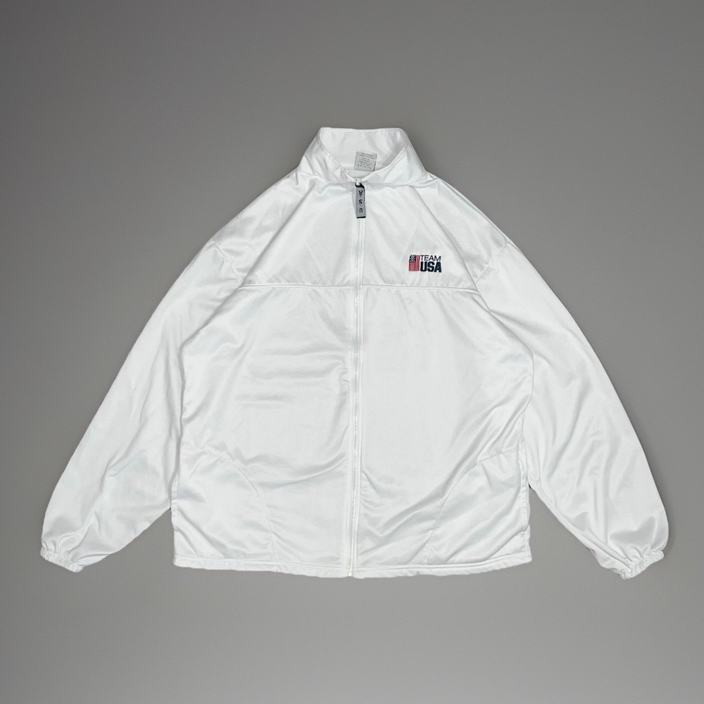 Vintage Team USA Olympic Committee Official White Full Zip Jacket Athletic XXL